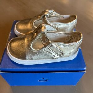 KEDS champion lace t-strap metallic champagne toddler little girls size 4